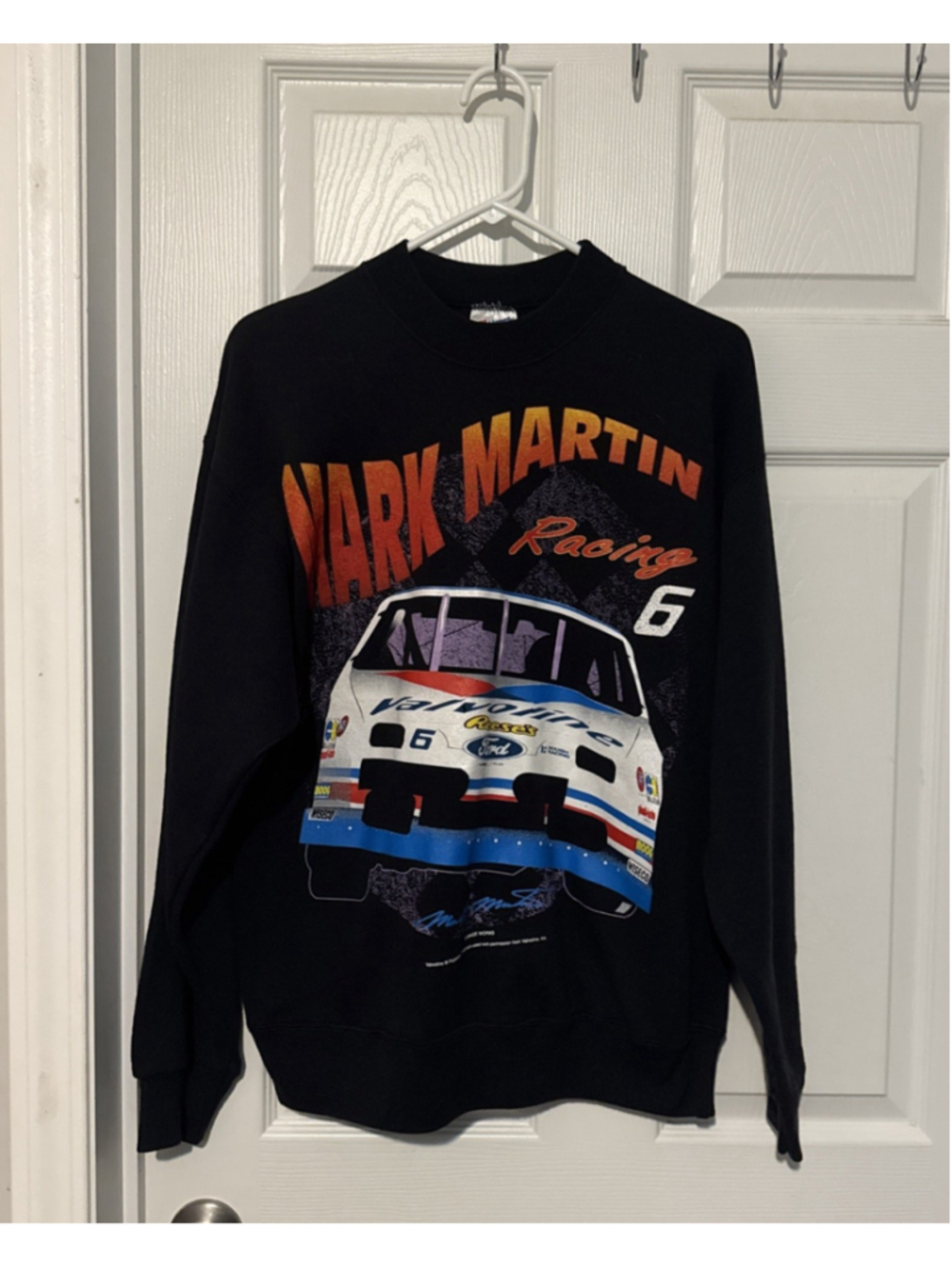 Vintage 90s Mark Martin 6 Crewneck Sweatshirt Black Hanes Menβs Large Shirt GUC